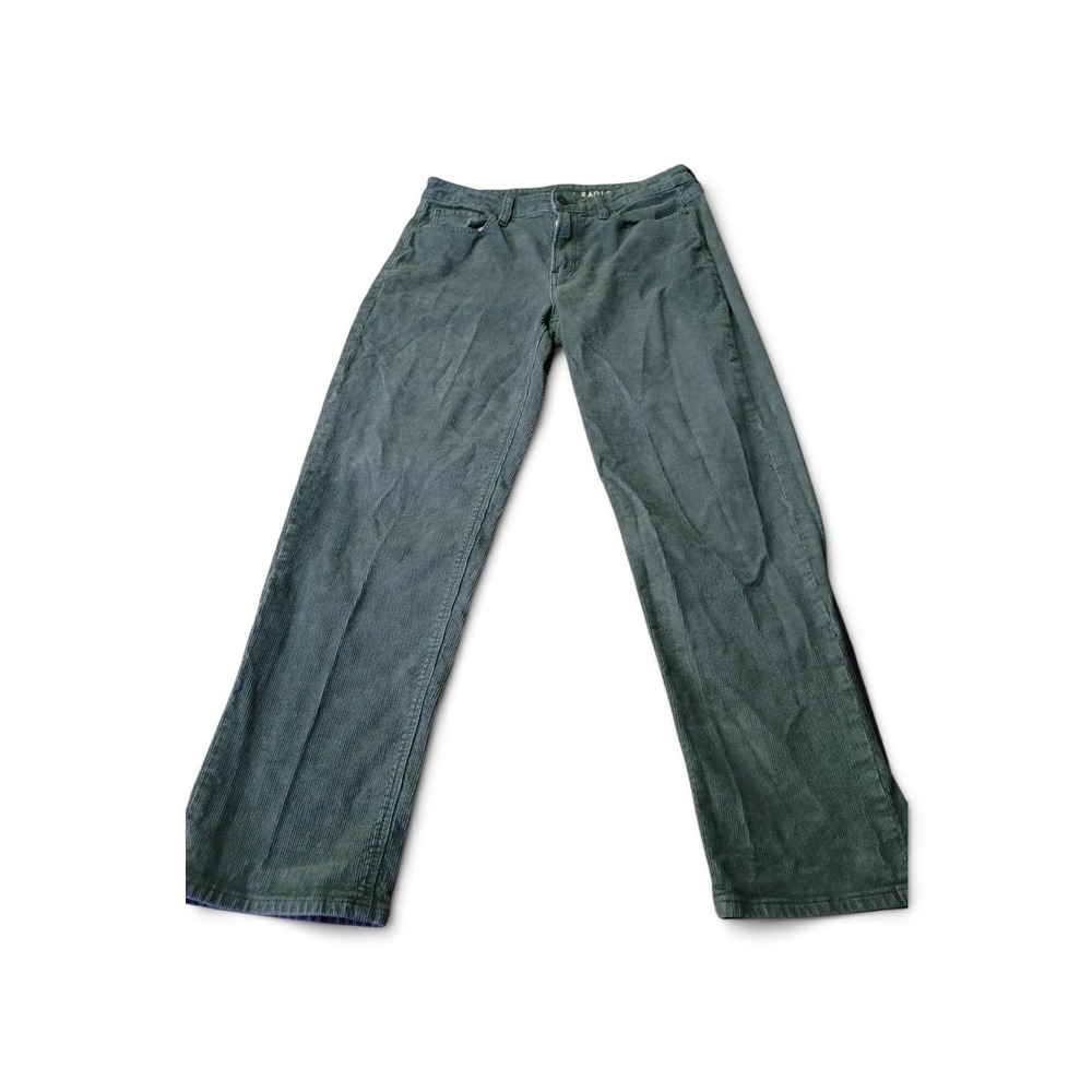American Eagle Dark Green Corduroy Straight Leg Stretch Pants Womens 6 Regular